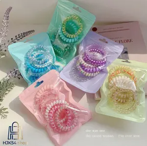 6PCS Colorful Telephone Cord Hair Ties, Elastic Spiral Hair Bands, Cute Stretchy Ponytail Holders for Women & Girls