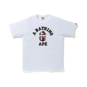 BAPE Check College Tee White/Red (men) by StockX