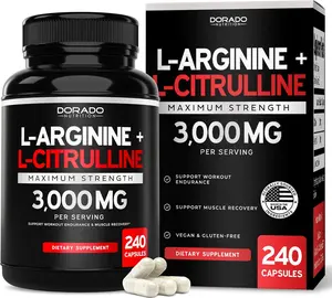 L Arginine L Citrulline Supplement 3000mg Nitric Oxide Pills for Men 240 Capsules Stamina Endurance Muscle Pump and Performance Booster for Workouts NO Muscle Growth Support Gluten Free Non GMO Vegan Dietary Supplement