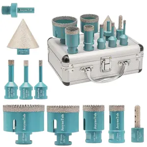 Serrated Brazing Diamond Core Drill Bits Set 10pcs 6/8/10/25/35/50/65mm Drill Bits & 10mm Finger Milling Bit & Beveling Chamfer Bit+Adapter free ship tiles tools, angle grinder tool home repair kit