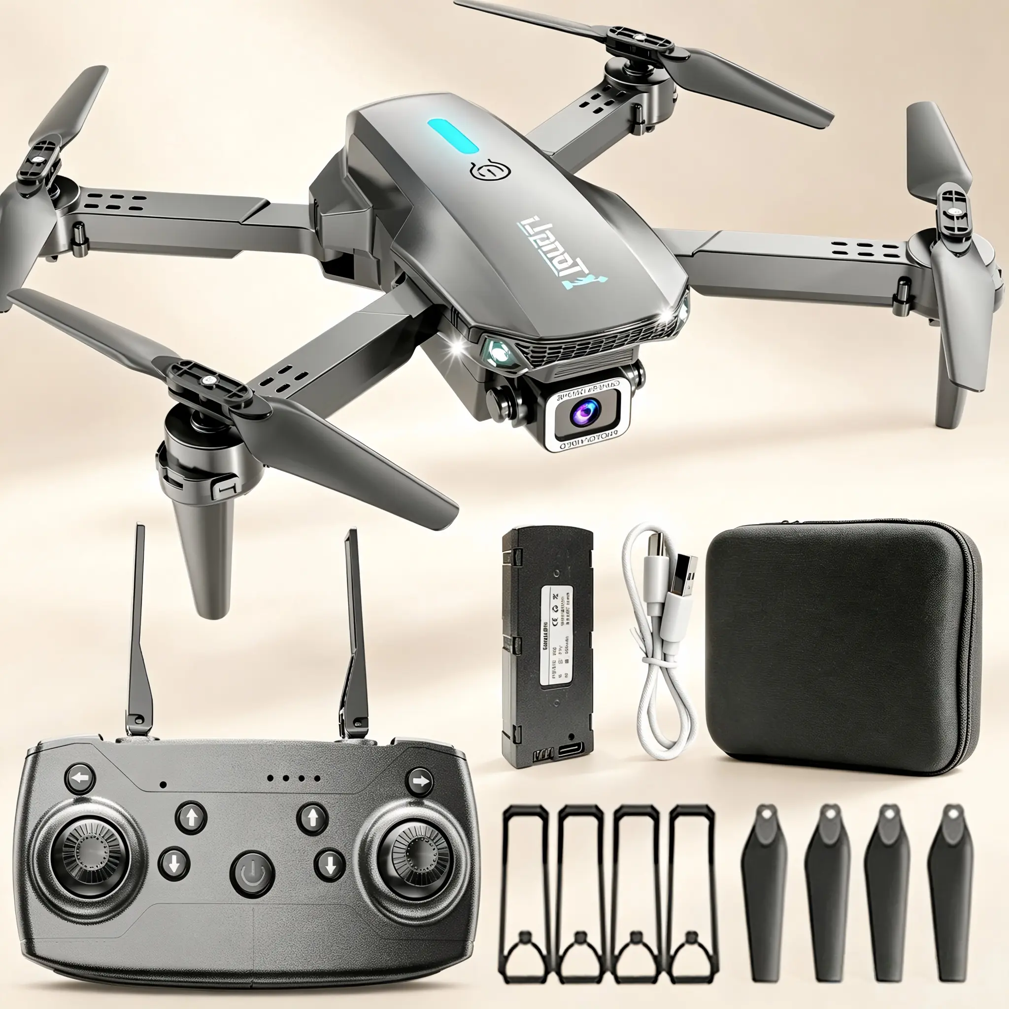Tong Li Foldable Aerial RC Drone with HD Camera, Long Endurance, Crashproof Design, Headless Mode, Altitude Hold – Ideal Beginner Electric Remote Control Aeroplane, Parent-Child Outdoor Toy, Holiday/Birthday Gift