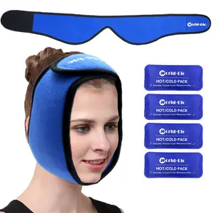 Face Ice Pack Wrap for TMJ, Wisdom Teeth, WORLD-BIO Jaw Wrap with 4 Reusable Hot Cold Therapy Gel Packs for Head, Chin, Oral and Facial Surgery, Pain Relief for Swelling, Injuries, Dental Implants Daily Soothing