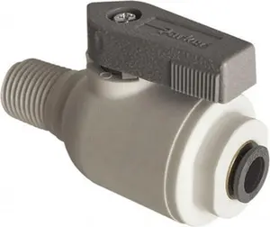 Parker Hannifin 1/2" Pipe Full Port Polypropylene Ball Valve with Wedge Handle, Male Connector, Bi-Directional MNPT x Push-to-Connect Ends, 150 WOG, FDA NSF-51 NSF-61 Certified, LFPP4VMC8