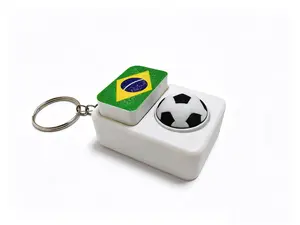 Brazil Flag Soccer Clicker Fidget Keychain, Stress Relief Toy for Football Fans
