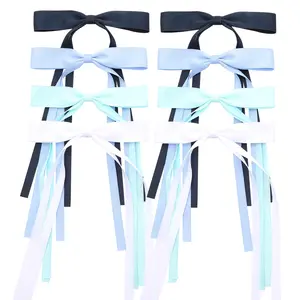 8 PCS Hair Bows for Women, Hair Ribbon hair bows with Long Tail, hair bow clips Hair Barrettes for Women Accessories (White,Blue,Navy Blue,Light Green)