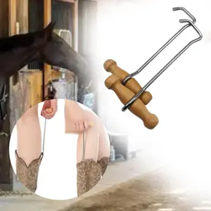 Wooden Horse Hoof Hooks Metal Parts, Equestrian Brushing Tools, Easy Insertion Boot Straps, Convenient and Practical Set of 1 Pair