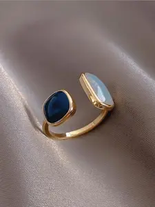 Vintage Cuff Open Ring with Oil Dripping and Enamel Craft, Trendy Geometric Design, Perfect for Daily and Parties, Elegant and Beautiful Accessory