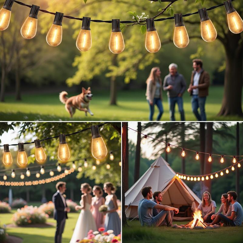 DAYBETTER Outdoor String Lights, S14 LED Patio Lights with Edison Vintage Bulbs, for Porch Backyard Bistro, Shatterproof for Christmas decorations.