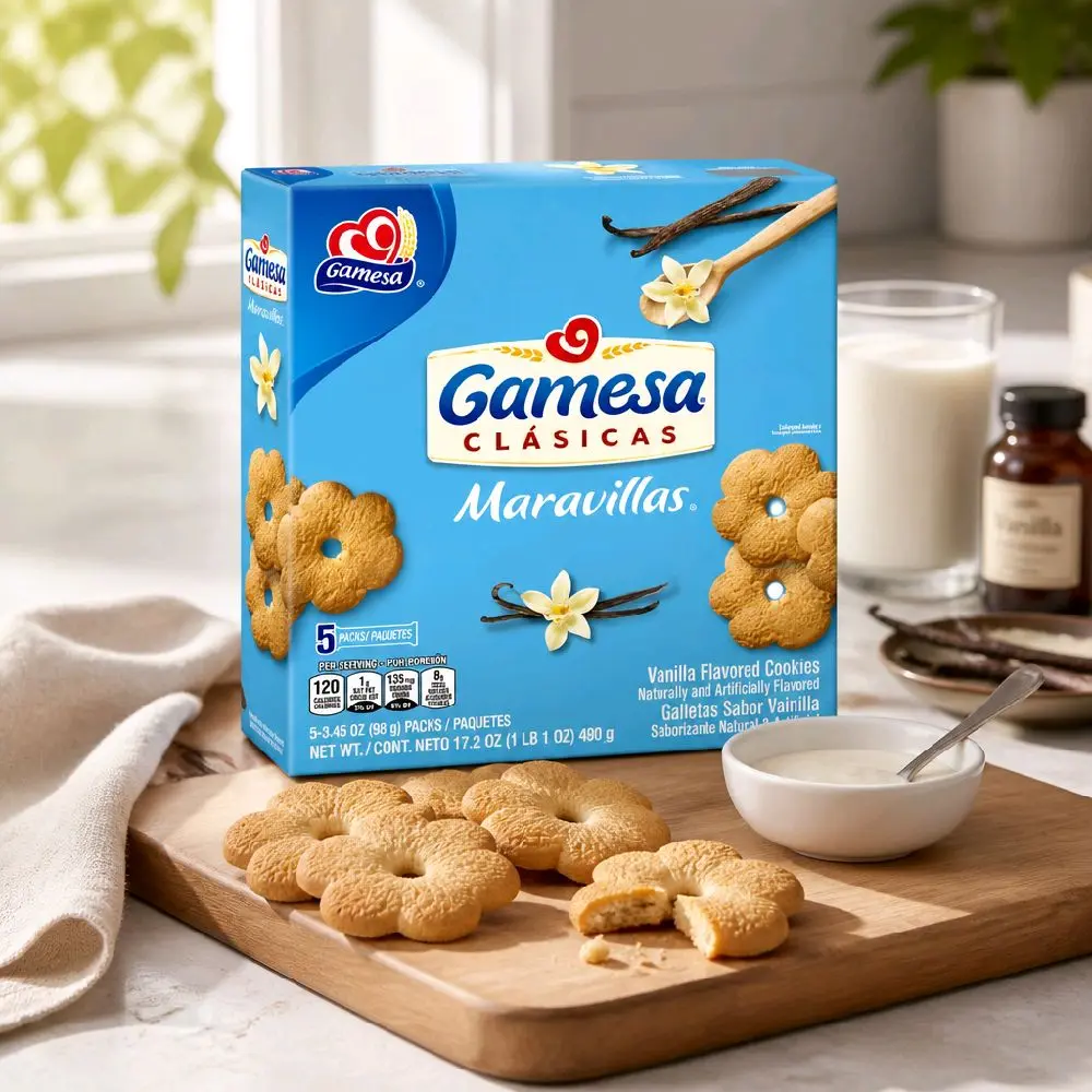 Gamesa Clásicas Maravillas Vanilla Flavored Cookies 5 Packs 5.34 oz Each Naturally & Artificially Flavored Galletas Sabor Vanilla