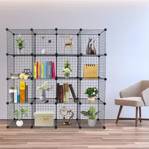 16-Cube Organizer Cube Storage Storage Shelves Wire Cube Storage Origami Shelves Metal Grid Multifunction Shelving Unit Modular Cubbies Organizer Bookcase