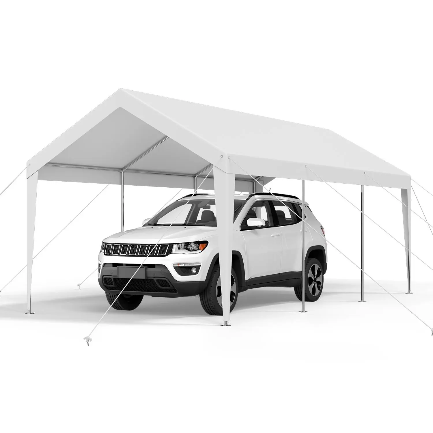 10x20 ft Portable Garage, Heavy-Duty Weatherproof Carport with a Galvanized Steel Frame and Water Resistant PE Tarpaulin for Car and Boat Storage