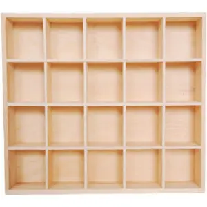 1 count 13.4''x10.6''x2'' Wooden Storage Divider Box  Display Box Organization Tabletop Box Tray Display Holder with 20 Compartments for  Craft Office Kitchen Storage