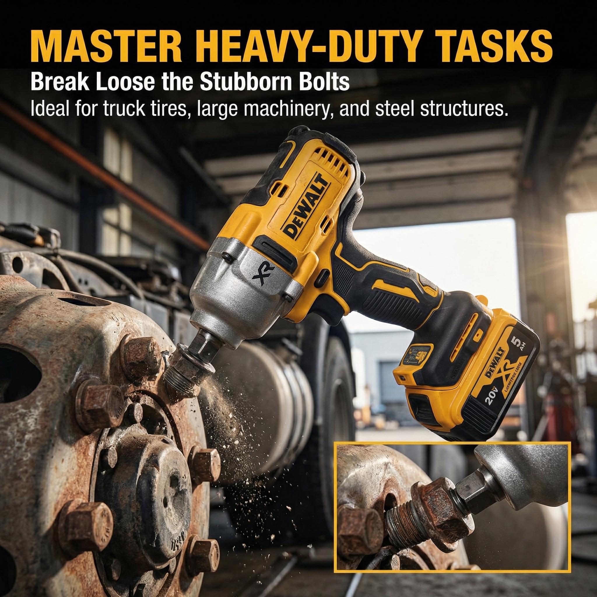 DCF900NT Cordless Impact Wrench – 1396Nm Max Fastening Torque, 0-2300 RPM, 0-2200 IPM – Built for Lug Nuts, Bolts & Industrial Use with 20V Lithium-Ion Battery