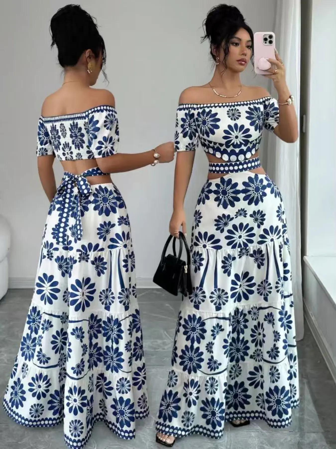 Women's Casual Vacation Dress, Sleeveless Floral Print Design with Bow Waistband, Comfortable and Stylish Bohemian Summer Dress