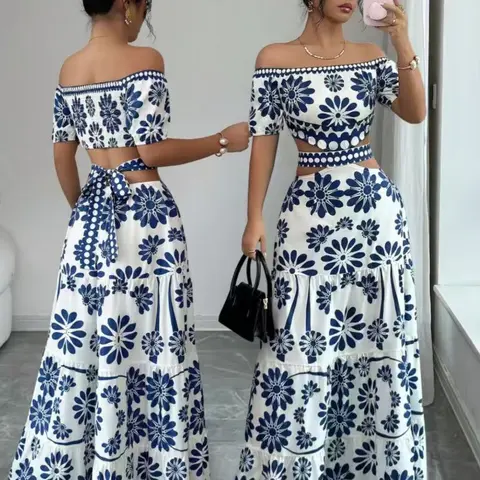 Women's Casual Vacation Dress, Sleeveless Floral Print Design with Bow Waistband, Comfortable and Stylish Bohemian Summer Dress