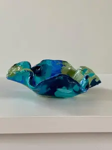 Hand sculpted & painted clay trinket dish