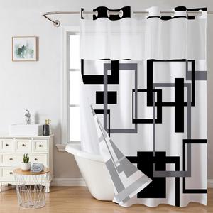 double layer waterproof shower curtain, 1 count removable shower curtain with snaps, bathroom supplies shower curtain, home goods