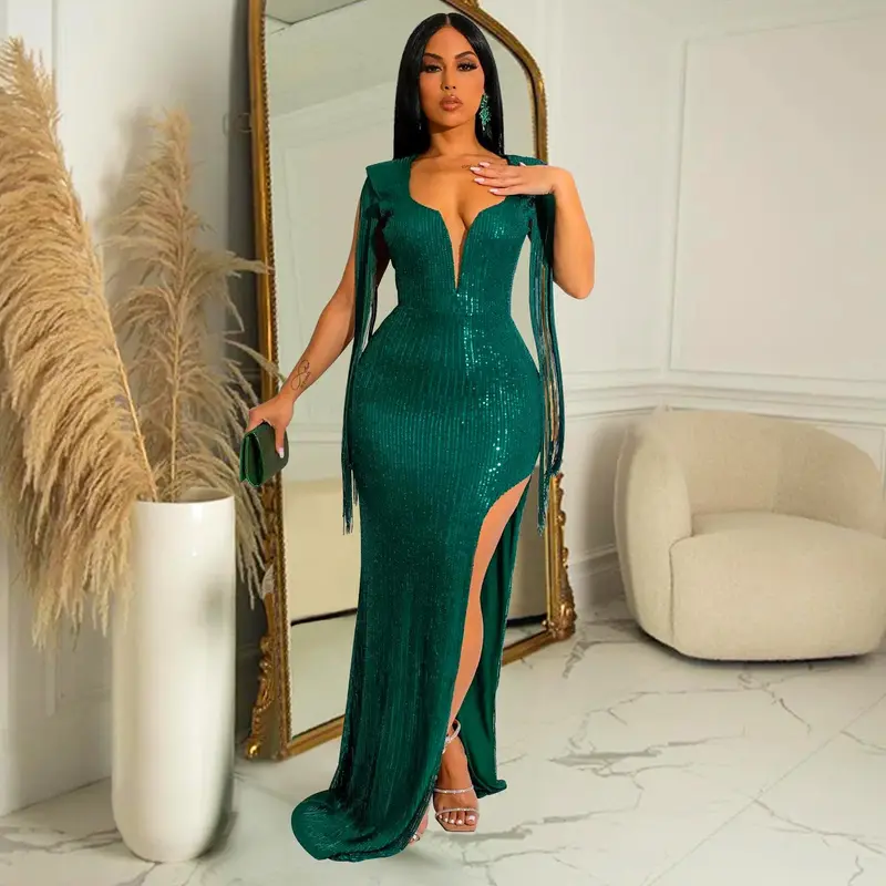 emerald green tassel dress Paige Dress