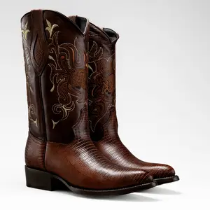 Classic Cowboy Boot Premium Leather J Toe Lizard Print Cut