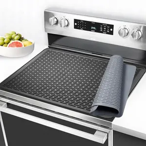 No More Scratches! Protect Cooktop & Counter Instantly – XL Silicone Stove Mat (28"x20") | Dish Drying Hack + Heat-Resistant Glass Stove Cover Coasters Tableware Black(mens gifts)-kitchen gadgets