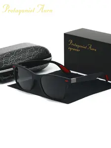Unisex Protagonist Aura Sunglasses, Polarized Lens, PC Material, Preppy Style, All-Season Wear, Ideal for Driving & Daily Use