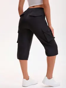 Summer Women's Fashion Cargo Capri Pants, Elastic Waistband and Pockets, Casual Streetwear, Casual Fashion Loose, Comfortable and Stylish, Perfect for Daily Wear
