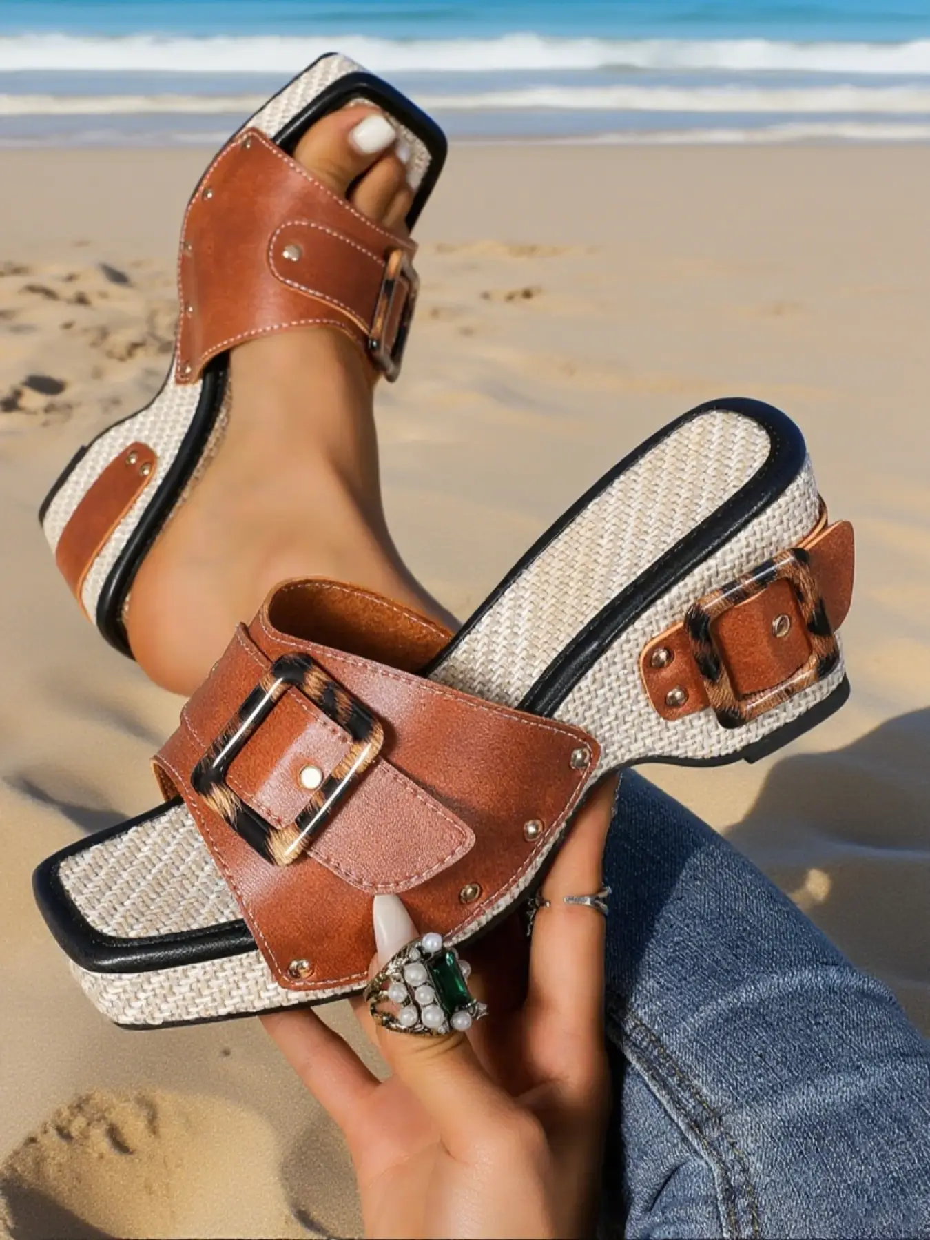 Women's Fashionable Adjustable Strap Platform Sandals, Casual Comfortable Sandals for Beach & Camping, Perfect for Summer Vacation & Outdoor Activitie