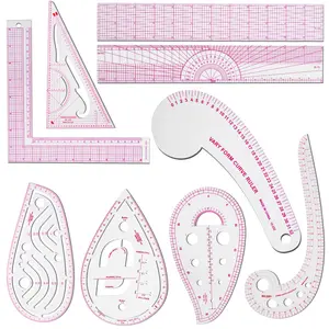 9-piece Transparent Sewing Ruler Set, Used for Sewing, Cutting, Quilting, Drawing, DIY French Curve Pattern Ruler