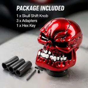 Evil Skull Car Shift Knob, Universal Fit for All Vehicles, Automotive Interior Gear Stick Accessory for Stock Shifter Replacement
