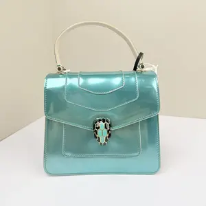 Pre-owned Bvlgari Patent Crossbody Bags Serpenti Forever Metallic Blue LNL0322