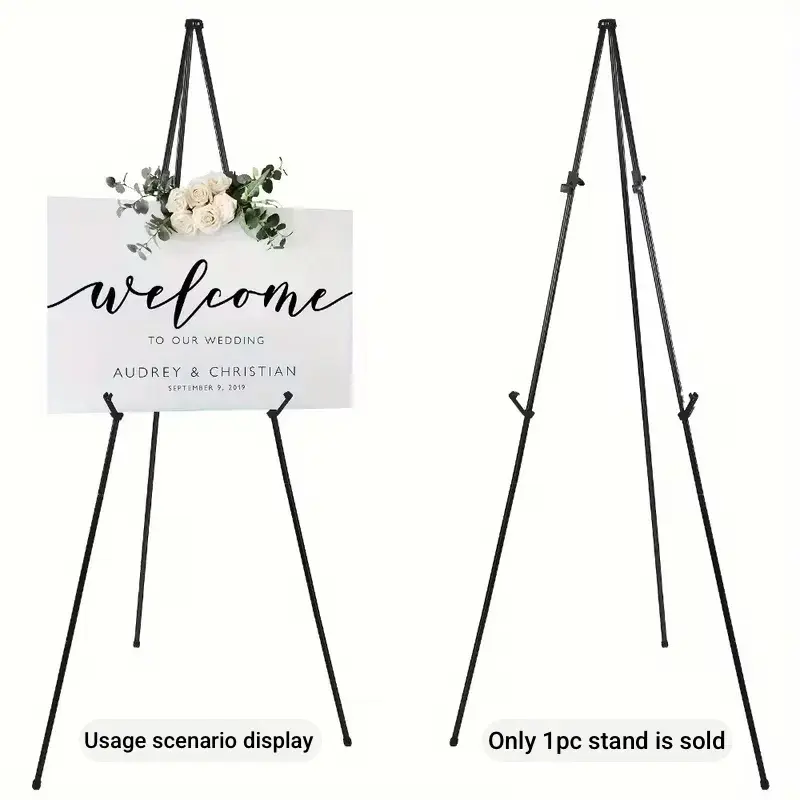 63 Inch Metal Sign Stand Sturdy Tripod Holder With Storage Bag Portable Poster Display Rack For Wedding Event Celebration Home Party Welcome Decor Use