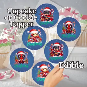 Circle Frosting Sheet | Superheroes | Edible Cupcake or Cookie Topper | Christmas | Personalized Cookie or Cupcake Topper