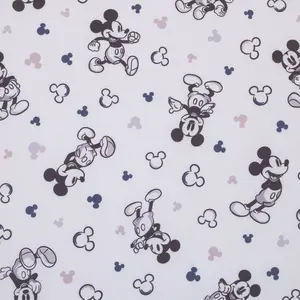 Disney Mickey Mouse Gray, Black, and White Super Soft Nursery Fitted Mini Crib Sheet