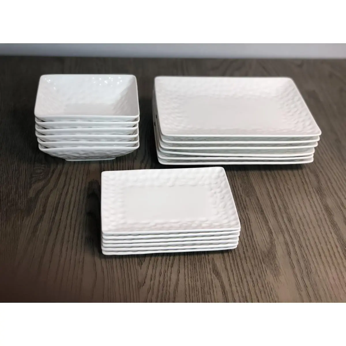 Vanilla Marble Rectangular Tableware Set - 18-Piece, Includes Plates & Bowls, Oven-Safe Kitchen Dinner Set