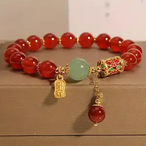 Lucky Bracelet: Retro Synthetic Red Jade Bracelet, Suitable for Women And Men, Perfect Gift for Loved Ones, Friends, And Besties - Available in Glass Material, Suitable for Daily Wear And Special Occasions