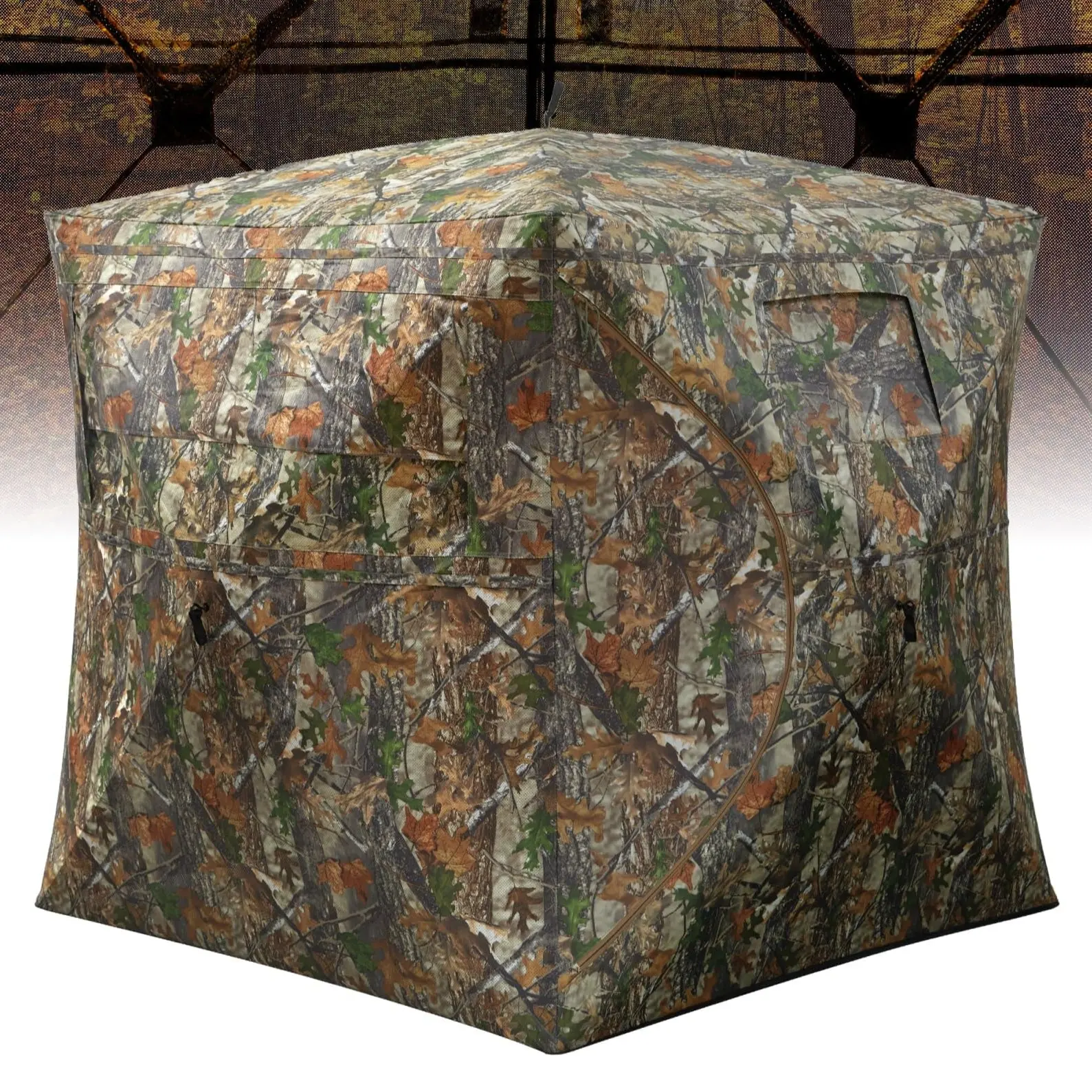 【GARVEE】Pop-Up Hunting Blind - 270° Window Visibility, Silent Magnetic Door, Fits 4-6 People (116"x58"x66"), Lightweight & Portable