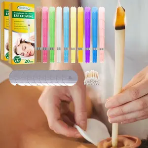 Ear Candle with Cotton Swabs & Protective Discs, 20pcs/40pcs Smokeless Beeswax Ear Candles, Ear Wax Removal Tool for Women & Men