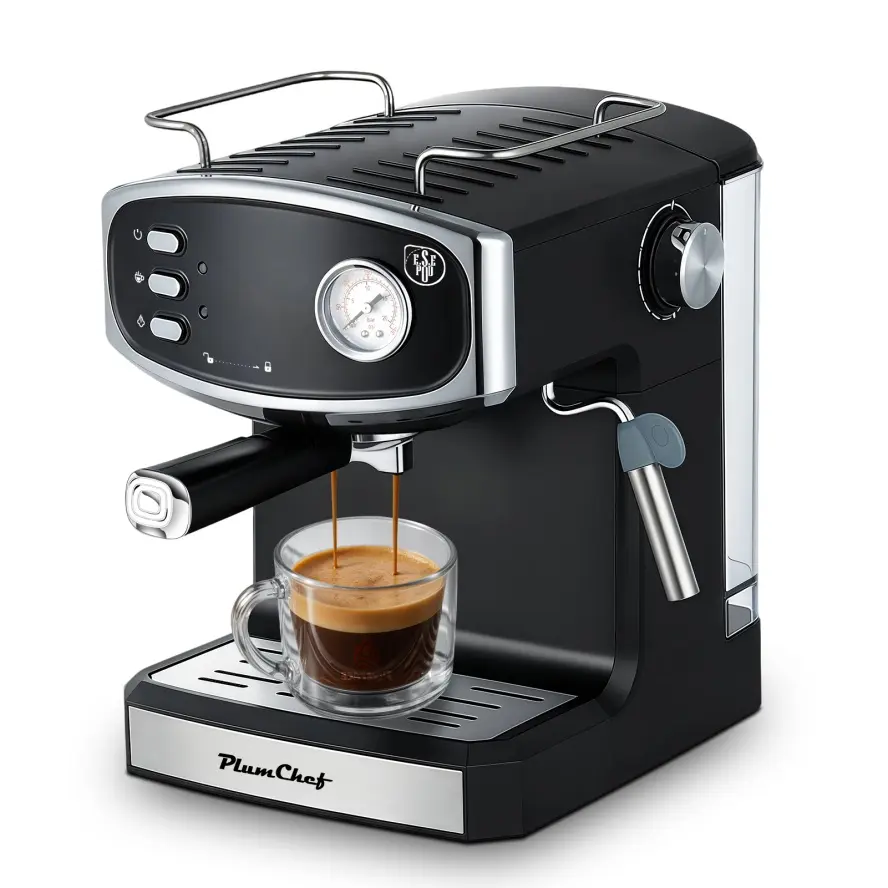 20 Bar Semi-Automatic Espresso Machine with Milk Frother Steam Wand, Pressure Gauge, 54oz Removable Water Tank, Cup Warmer, Compact Stainless Steel Coffee Maker for Home Kitchen Office Coffee Lovers