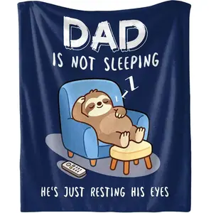 Funny Birthday Gift for Dad Husband, Dad is Not Sleeping Blanket, Fathers Day Dads Gifts from Daughter Son, Super Soft Throws Blanket for Couch and Napping