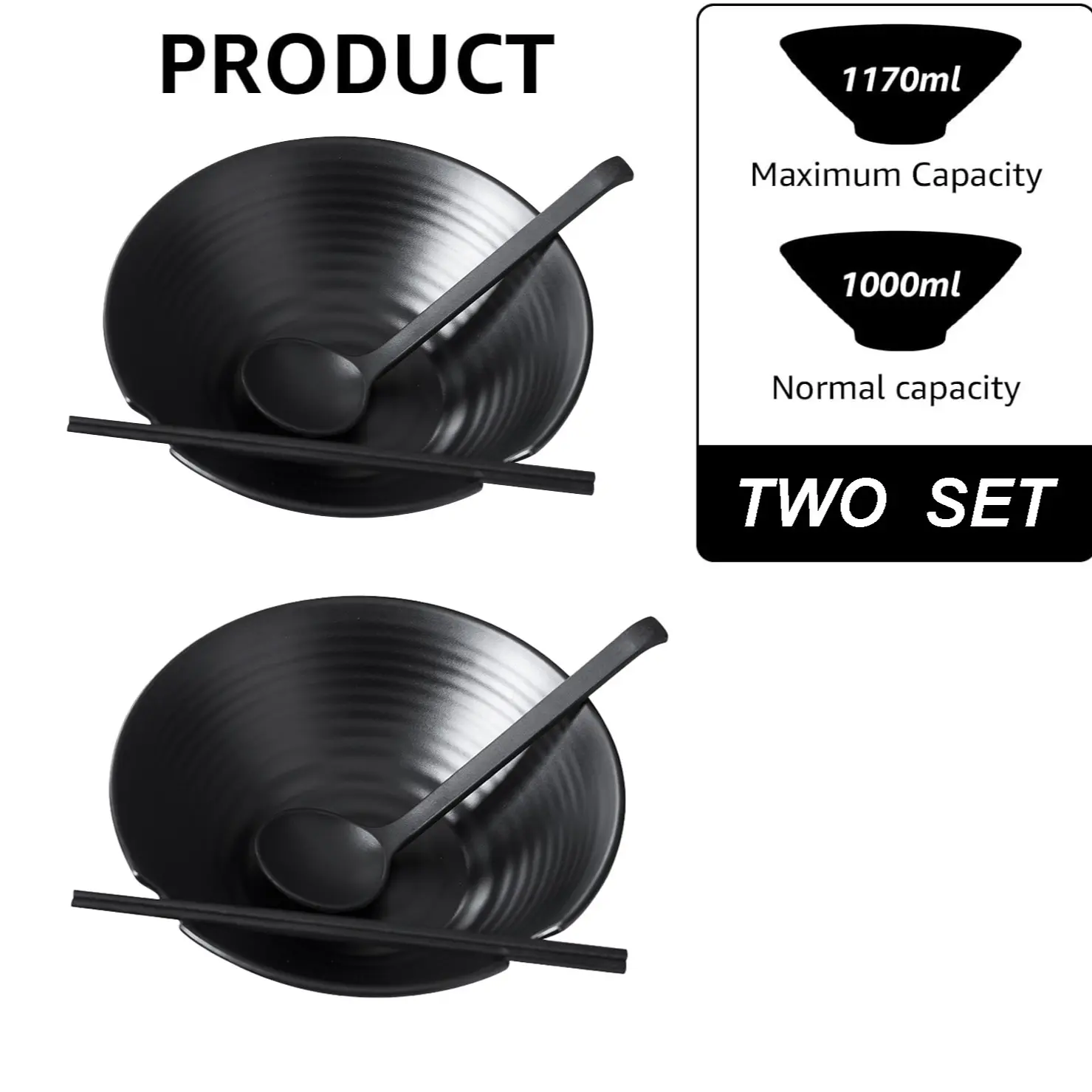 Ramen Bowls Set, Ramen Noodle Tableware, 1 Bowl + 1 Pair Chopsticks + 1 Soup Spoon, Durable Anti-Fall, Multi-Functional Diningware, Cutlery Tableware, Kitchen Utensils