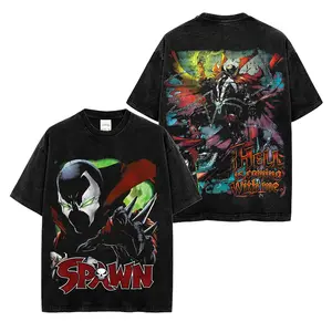Spawn 'Hell Is Coming With Me' Premium Acid Washed Shirt, Al Simmons Washed Shirt, Character Image Comics Fans Shirt, Dark Superhero T-Shirt, Comic Book Fans T-Shirt, Superhero Graphic Tee