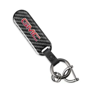 Carbon Fiber Car Key Chain Ring Keychain For GMC Terrain Sierra Canyon Yukon Acadia Savana Denali AT4 Granite