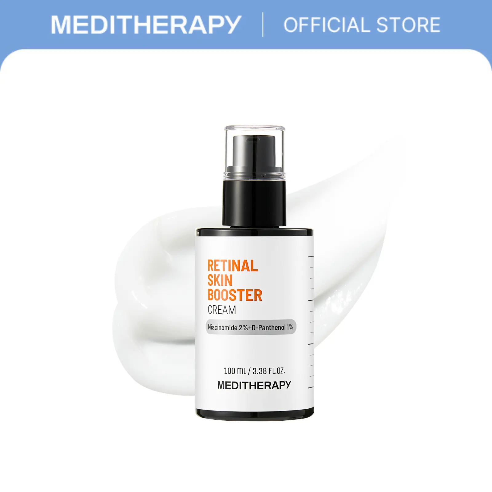 Retinal Skin Booster Cream | Reveal Glass Skin with White Retinal 500ppm | Anti-Aging, Pore Minimizing & Pigmentation Correction | Niacinamide + D-Panthenol for Barrier Repair | Non-Irritating Nightly Use | 3.38oz | MEDITHERAPY Official