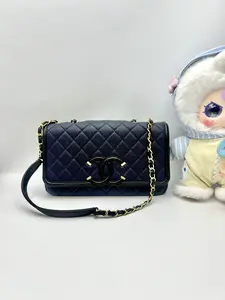 Pre-owned CHANEL Navy Blue Flap Bag with Gold Tone Interlocking CC Logo | TikTokMadeMeBuyIt