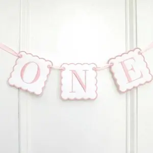 Embroidered ONE birthday banner for highchair