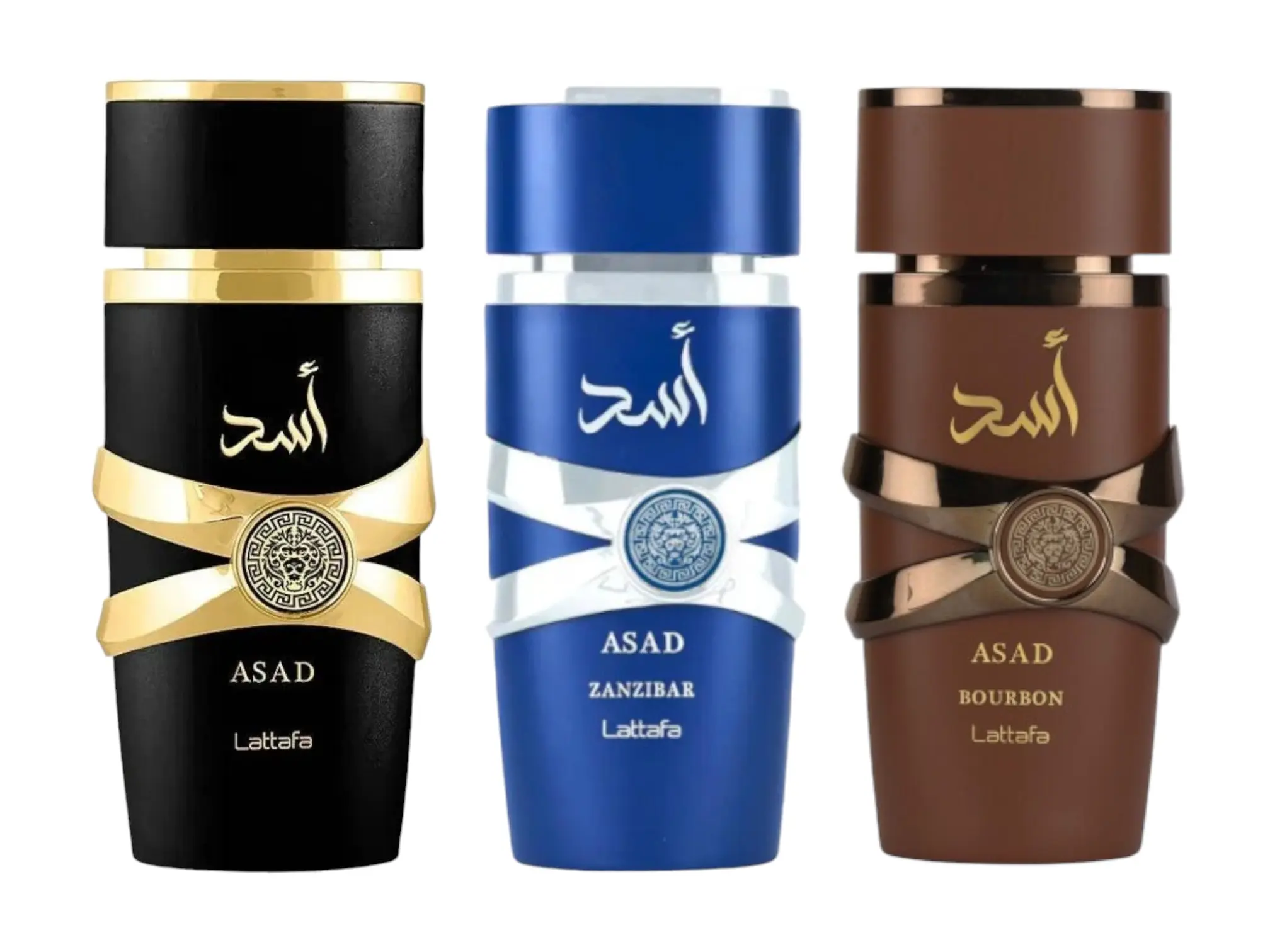 (3pc Bundle Pack) Asad, Asad Bourbon + Asad Zanzibar by Lattafa EDP Spray, 3.4oz