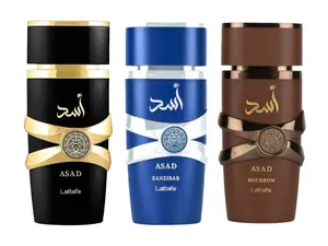 (3pc Bundle Pack) Asad, Asad Bourbon + Asad Zanzibar by Lattafa EDP Spray, 3.4oz (3pc Bundle Pack) Asad, Asad Bourbon + Asad Zanzibar by Lattafa EDP Spray, 3.4oz