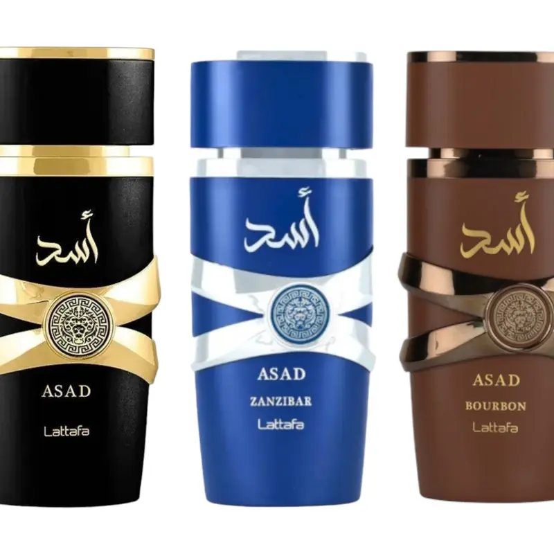 (3pc Bundle Pack) Asad, Asad Bourbon + Asad Zanzibar by Lattafa EDP Spray, 3.4oz