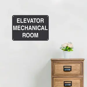 Letter Pattern Elevator Mechanical Room Sign, Waterproof Aluminum Horizontal Metal Sign, Hanging Decor for Home Office Business