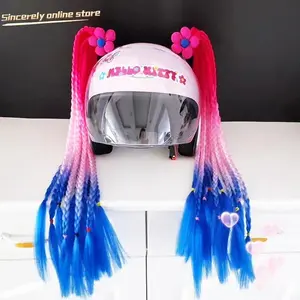 Colorful Wig, Helmet, Decorative Braid, Ponytail, Dirty Braid, Motorcycle Full Helmet, Takeaway Rider, Suction Cup Braid, 60 Cm